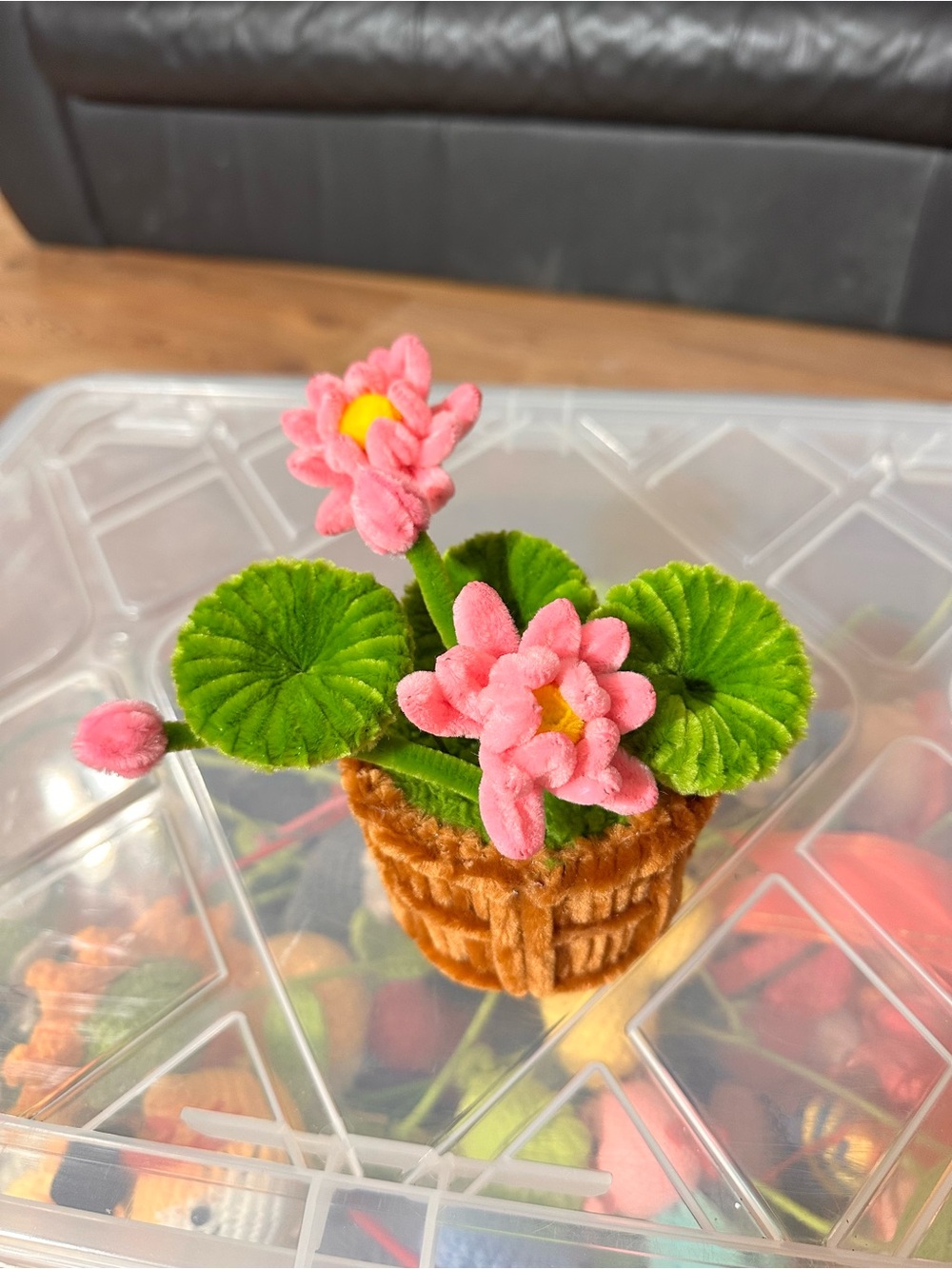 Handmade Pink Velvet Flower Pot